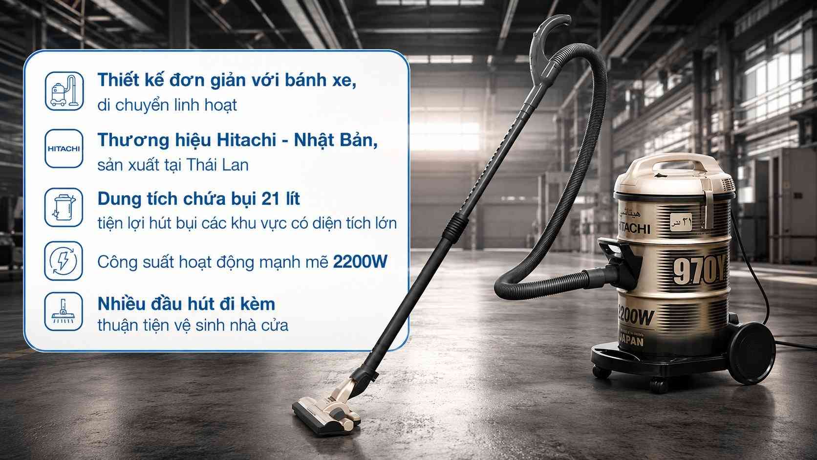 máy hút bụi hitachi cv-970y 24cv tg ở hcm