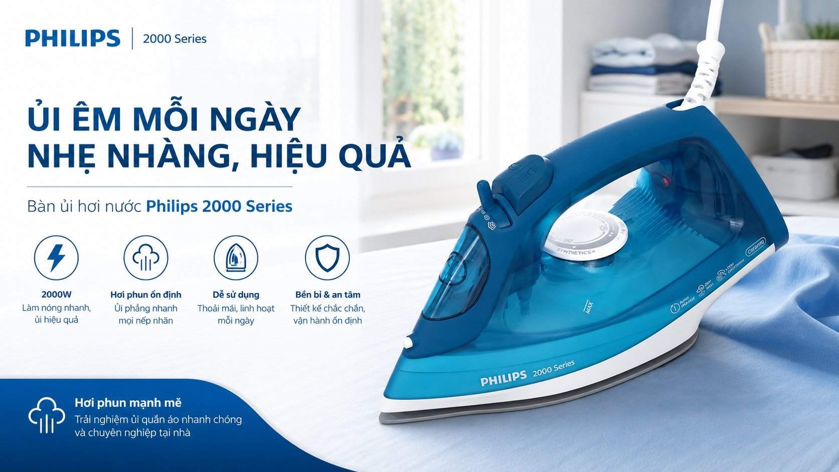 địa chỉ mua Bàn ủi hơi nước Philips 3000 Series