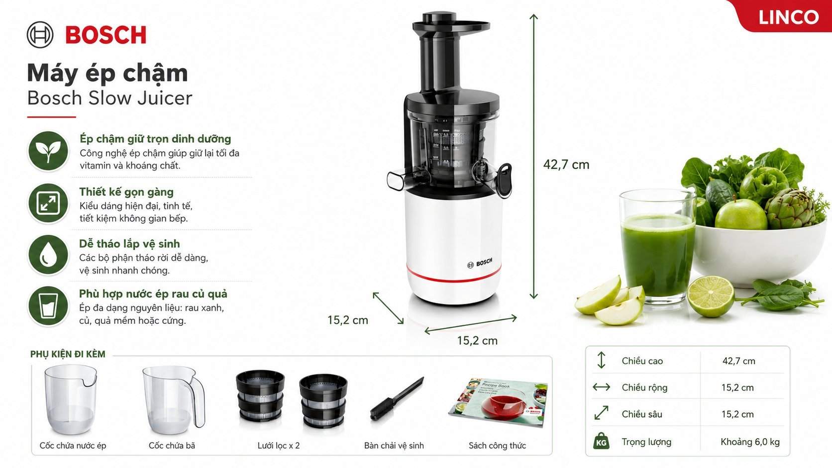 báo giá máy ép chậm bosch mesm500w