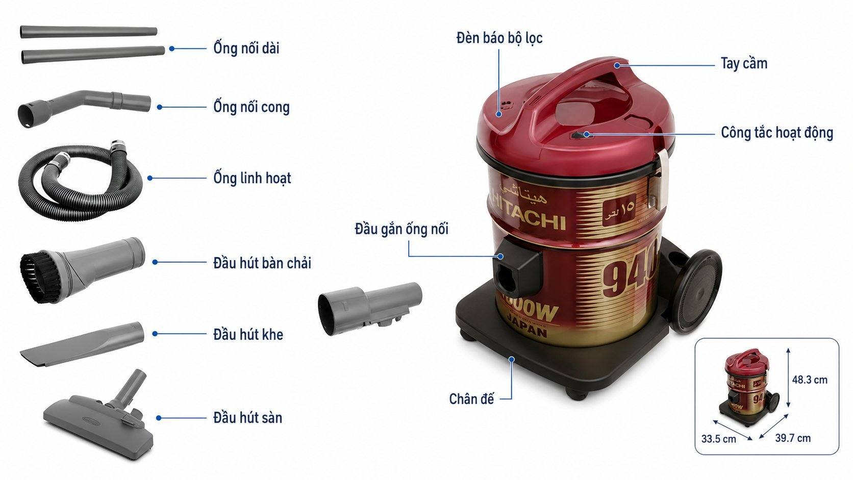 máy hút bụi hitachi cv-940y 24cv wr mua ở linco