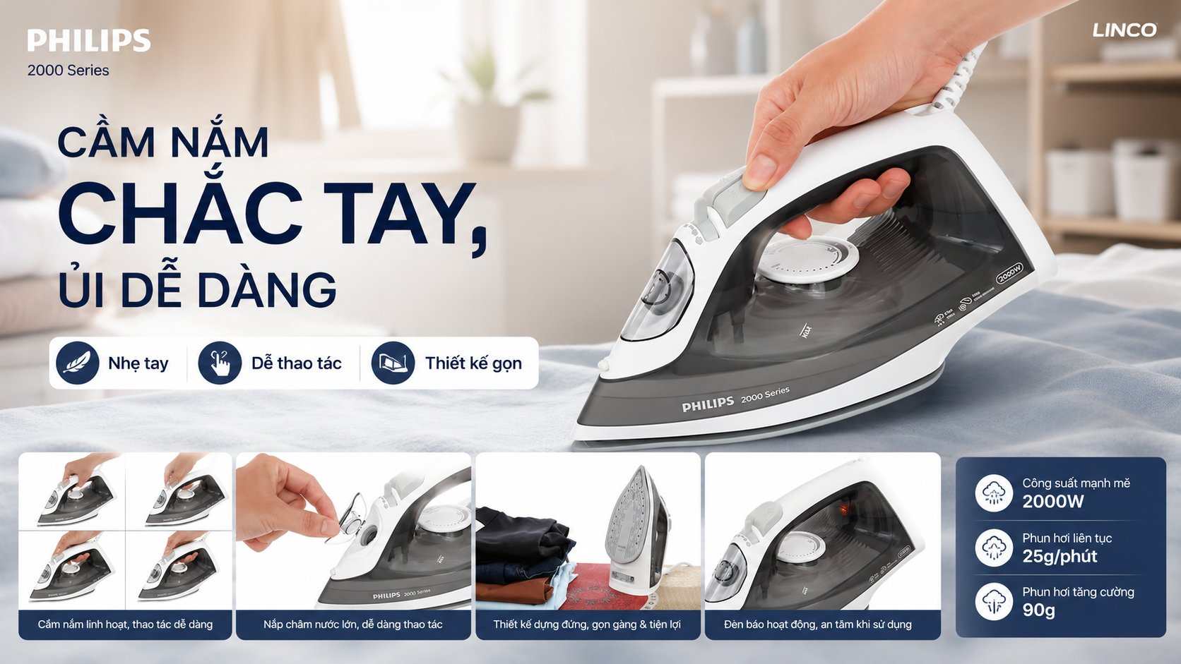 mua bàn ủi hơi nước philips dst2020/80 chính hãng
