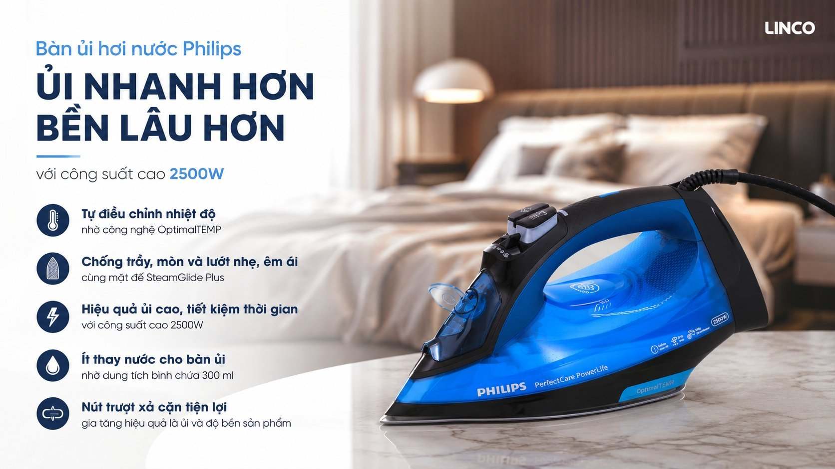 mua bàn ủi hơi nước philips gc3920/20 chính hãng