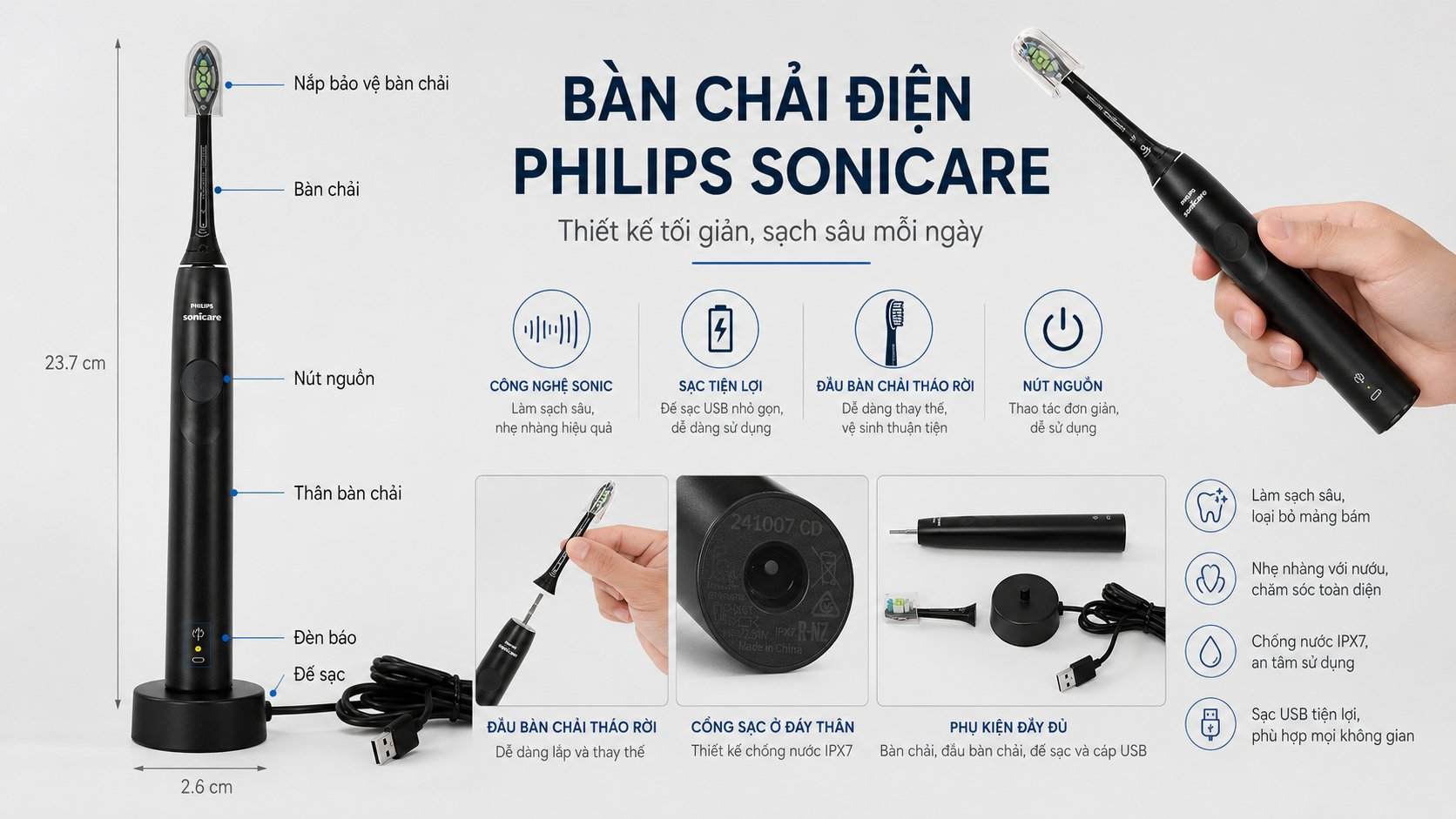 bàn chải đánh răng điện philips sonicare hx3671/54 mua ở linco