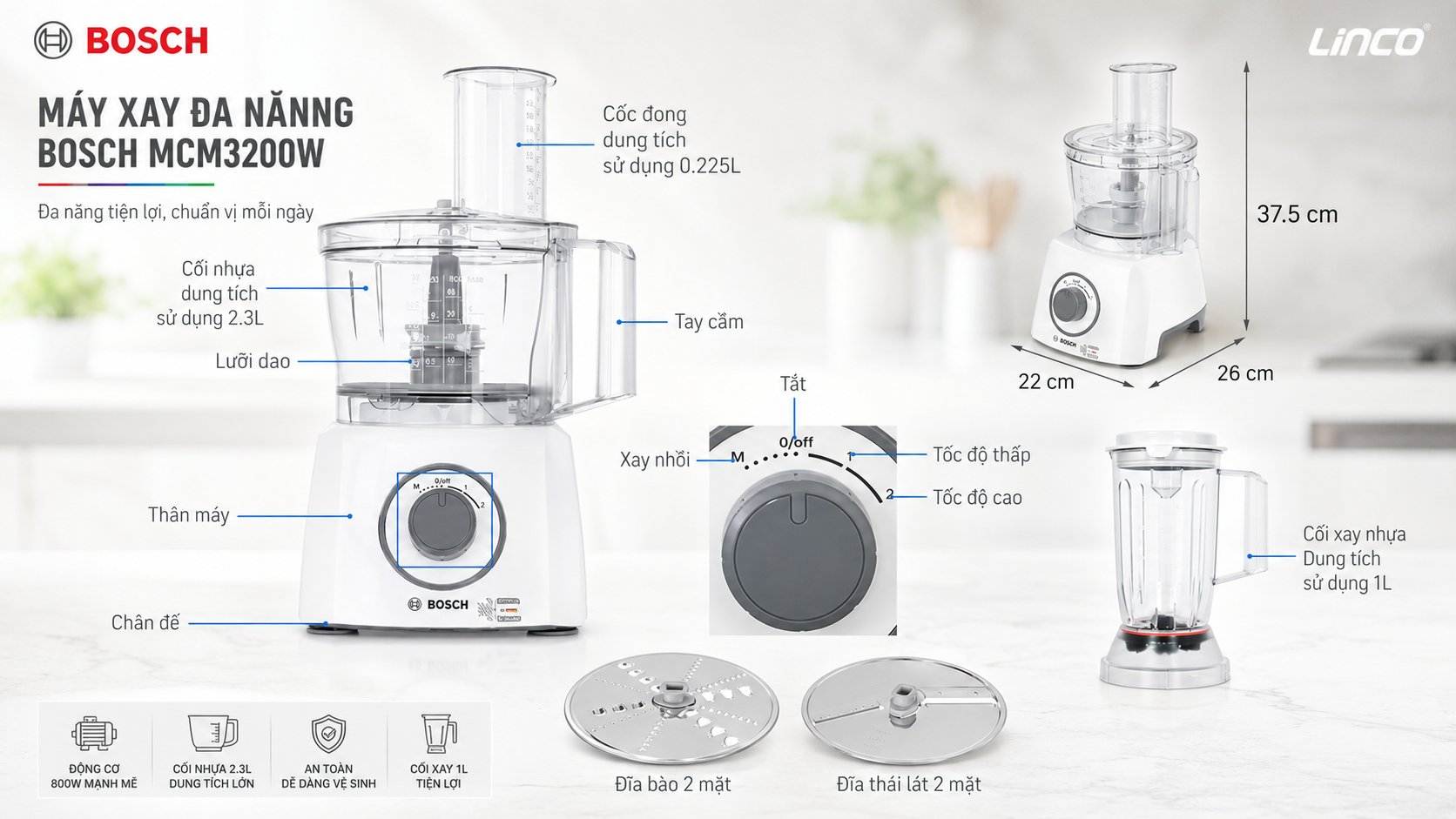 máy xay đa năng bosch mcm3200w mua ở linco