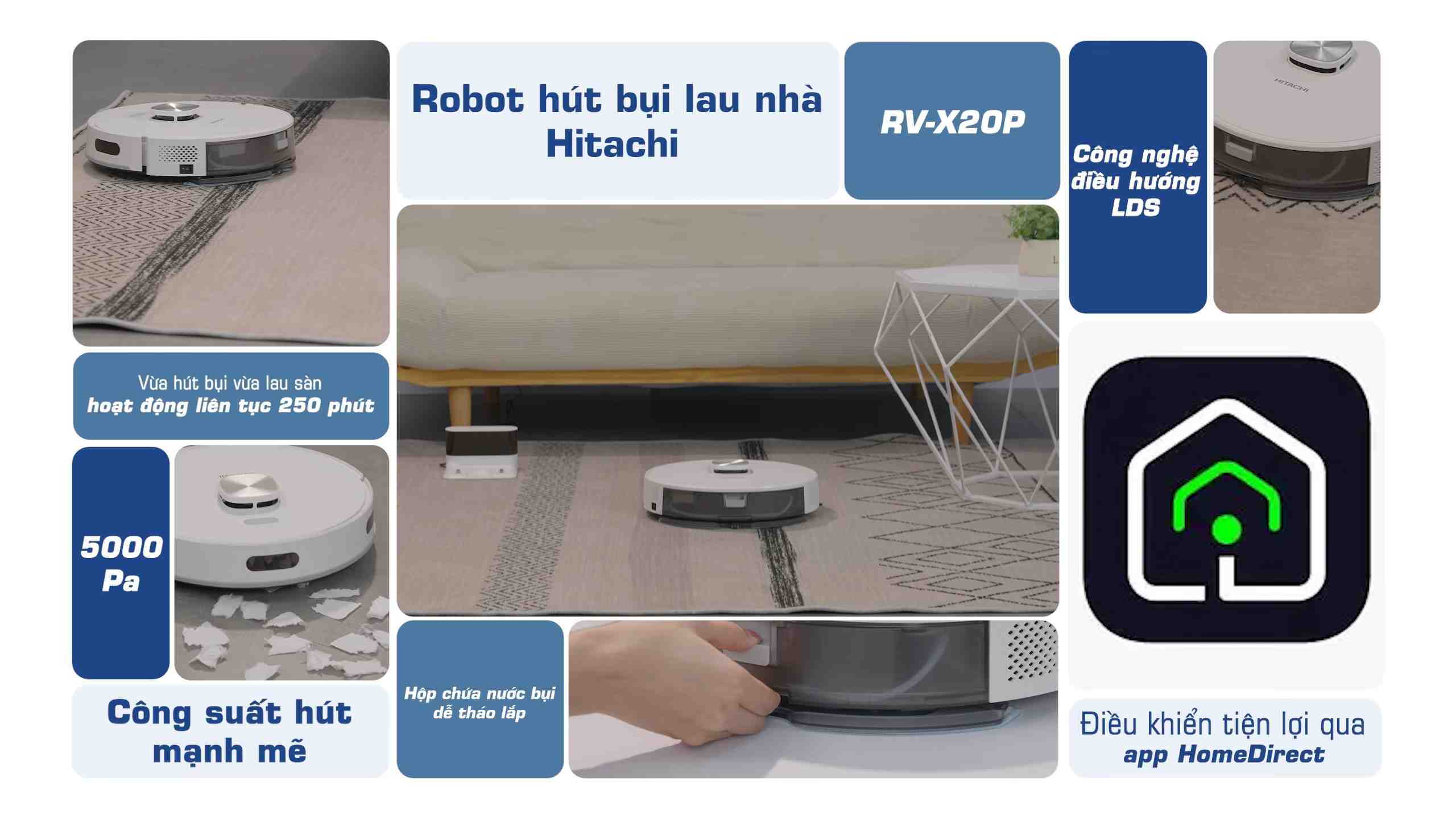 mua robot hút bụi hitachi rv-x20p lau nhà 2in1