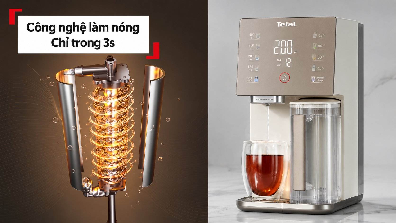 review máy lọc nước để bàn Tefal BR453