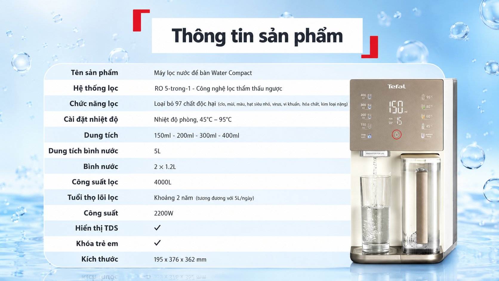 có nên mua máy lọc nước để bàn Tefal BR453