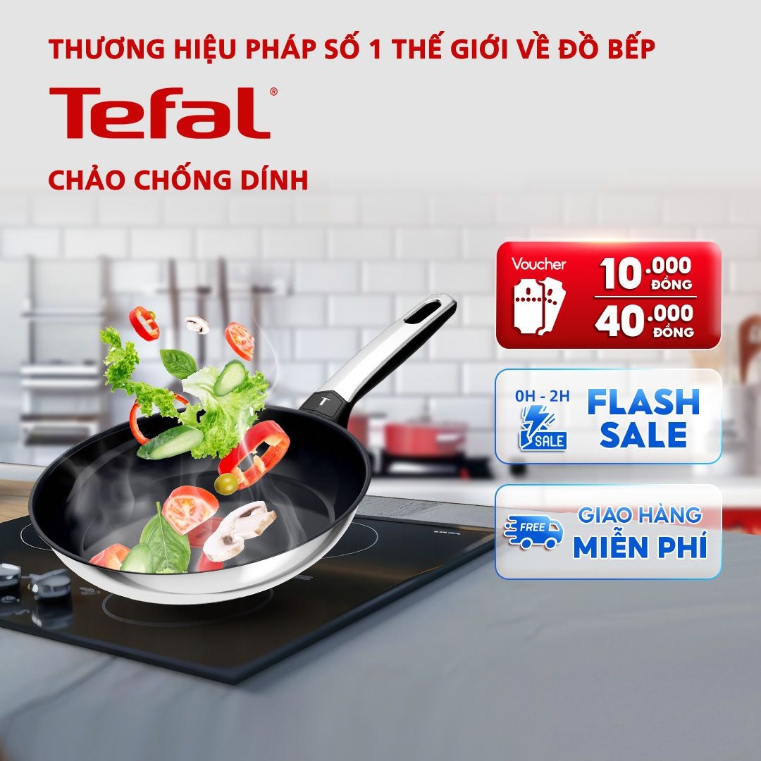 Chảo chiên inox ceramic cao cấp Tefal EMOTION+ CERAMIC E3310604, 28cm