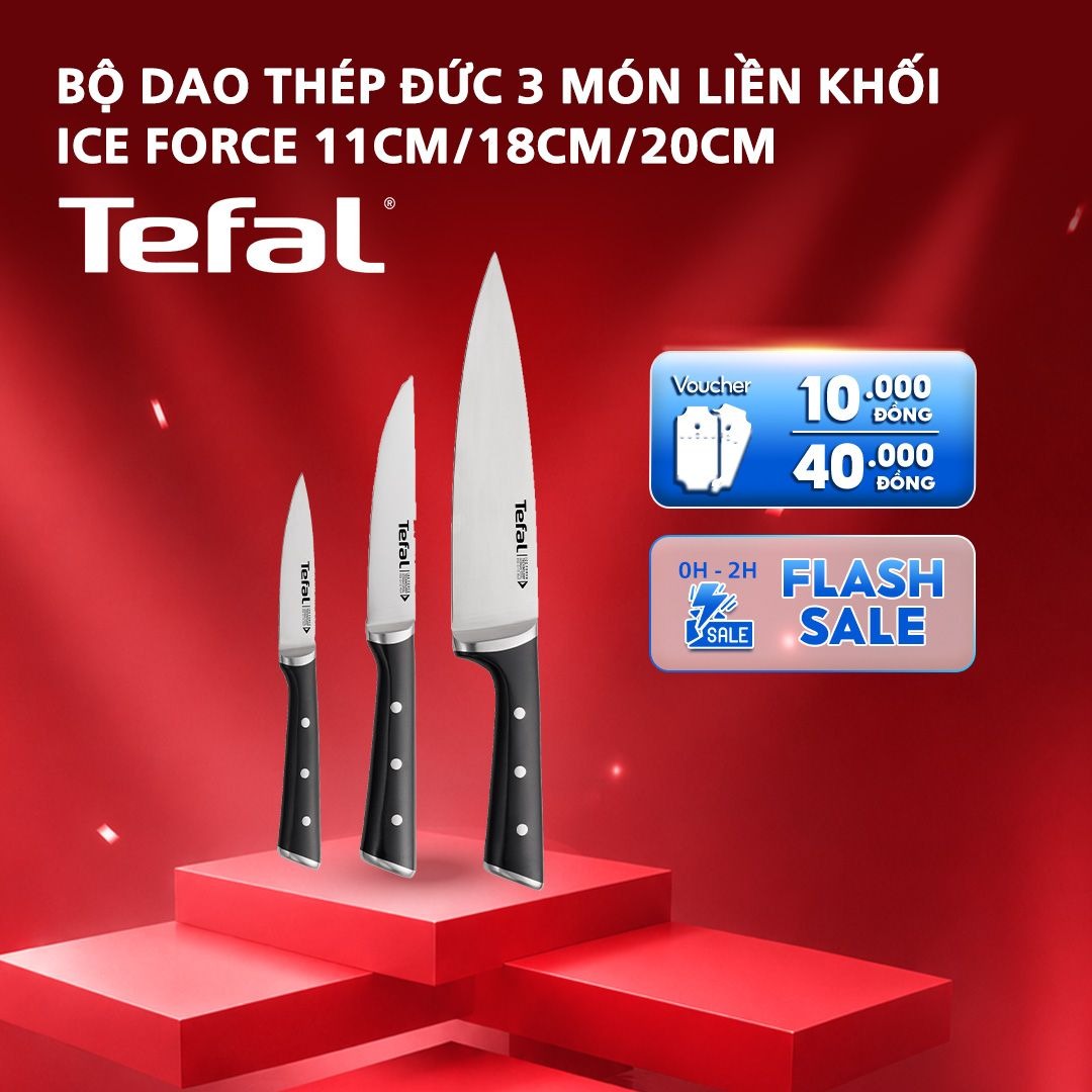 Bộ dao thép Đức 3 món liền khối Ice Force Tefal K2323S74 20cm/11cm/9cm bao nhiêu tiền