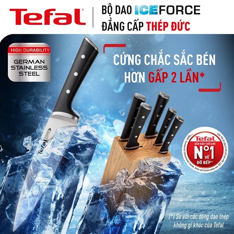 điện máy phân phối dao đa năng Santoku thép Đức liền khối Ice Force Tefal K2320614 18cm