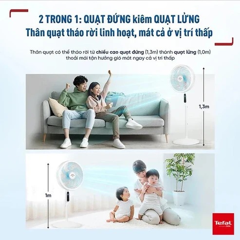 công ty phân phối Quạt đứng TEFAL TB Silence Plus VH689990 Trắng Cánh Xanh